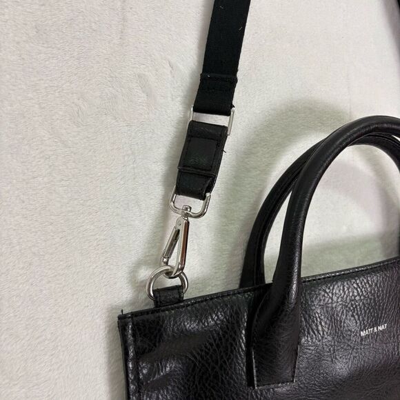 Matt & Nat Black Vegan Leather Large Tote Bag Purse with Long Strap - Picture 4 of 13